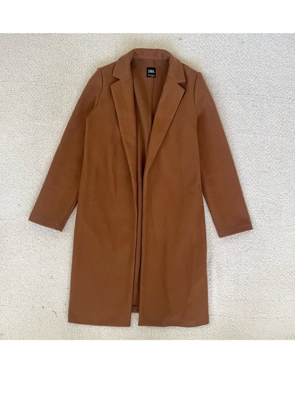 Zara Women's camel Trench long minimalist Fall casual neutral Coat size M